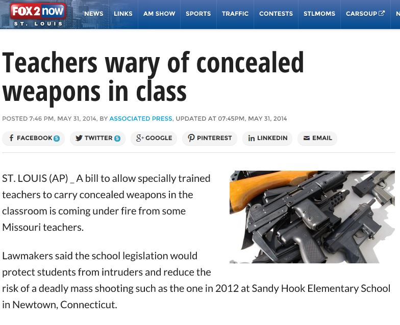 Teachers wary of concealed weapons in class