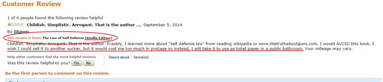 Law of self defense amazon review fail