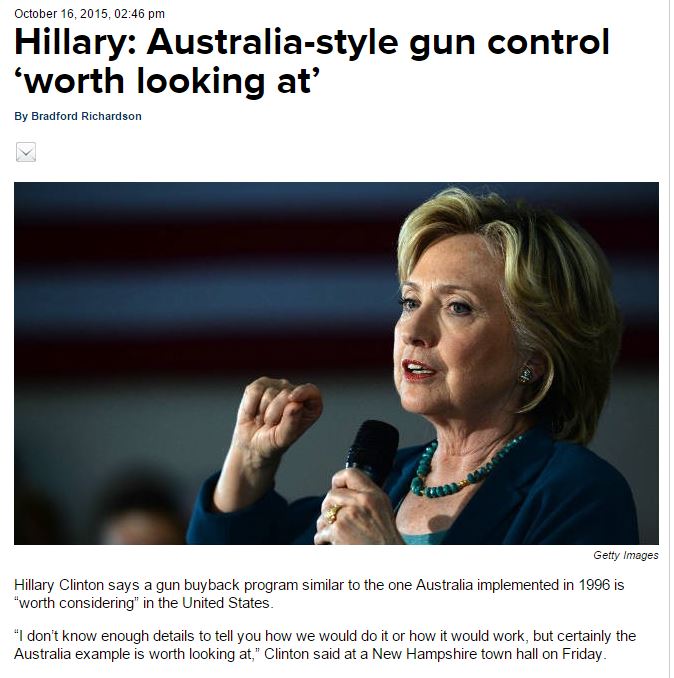 CSGV Hillary Australia style gun control worth looking at