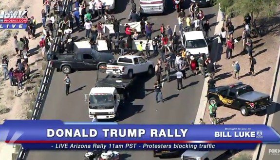 trump rally block